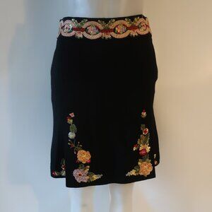 Womens Moschino Cheapandchic Black Floral Embroidered Skirt 42/US 8